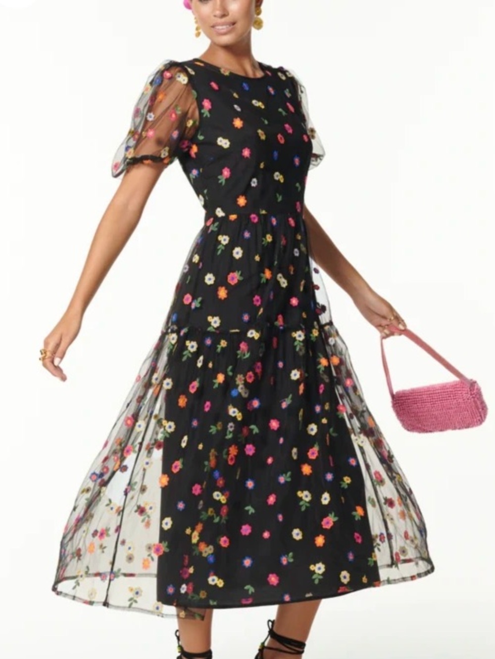 Never Fully Dressed Black Flower Abigail Dress